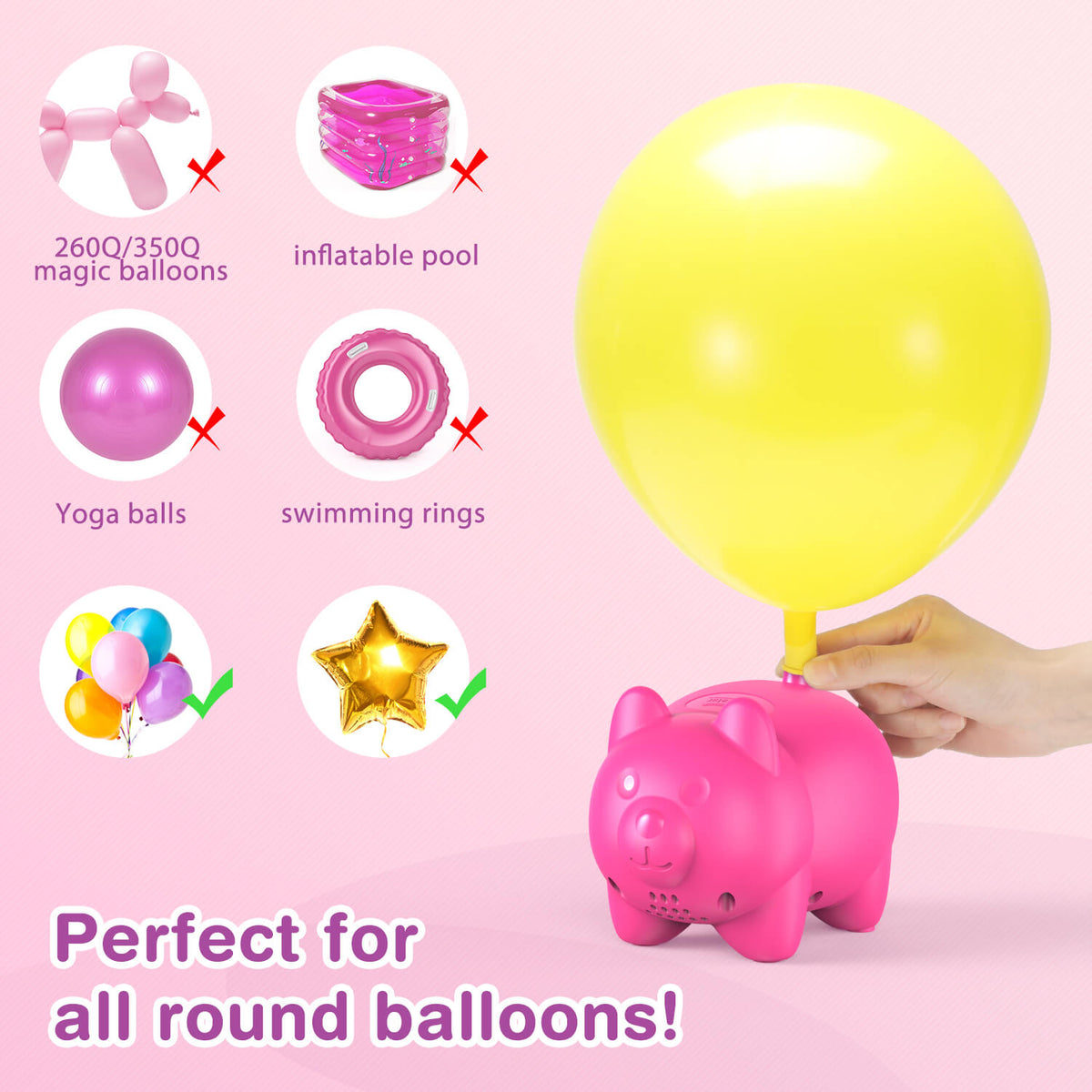 Electric Balloon Inflator Pump Pink – Winner Party