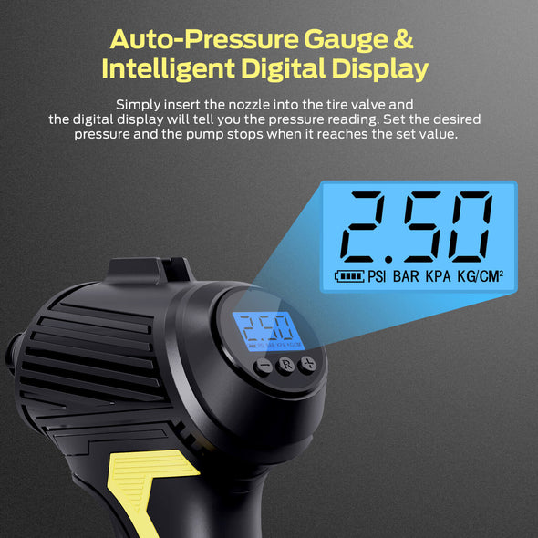 Air Compressor for car 120W Rechargeable Tire Pump, Cordless Tire Inflator, Dr.meter