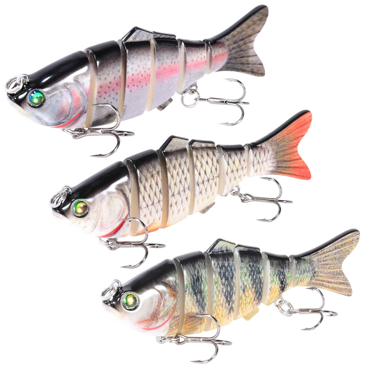 Dr.Fish Lot 6 Soft Plastic Fishing Lures Kit Split Tail 3D Eyes Dropshot  Bass Perch 3in Chartreuse