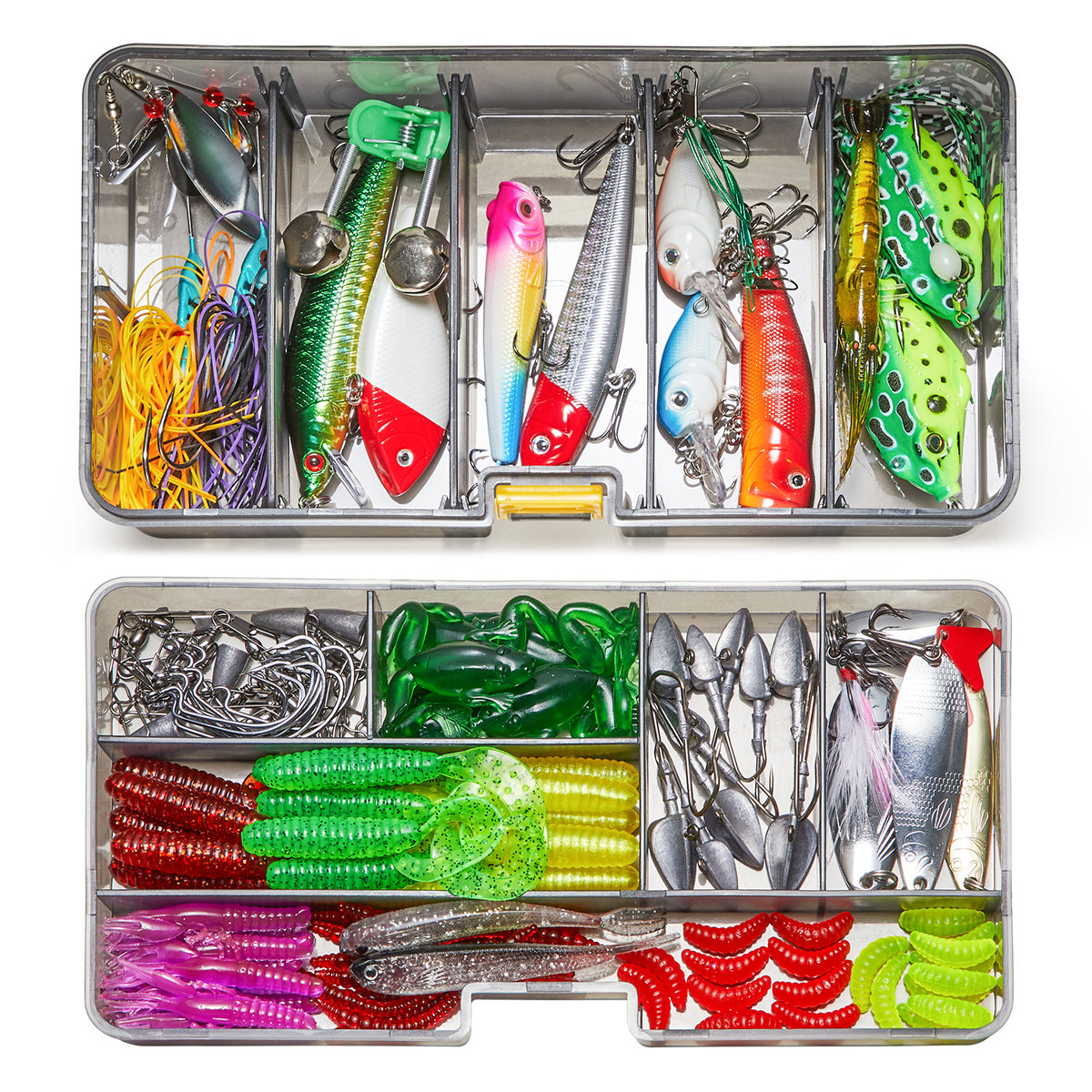Dr.Fish 30 Pack Fishing Spinner Baits Kit, 2 Tackle Boxes with