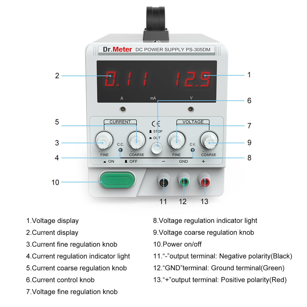 30V/5A DC Bench Power Supply, PS305DM, Dr.meter