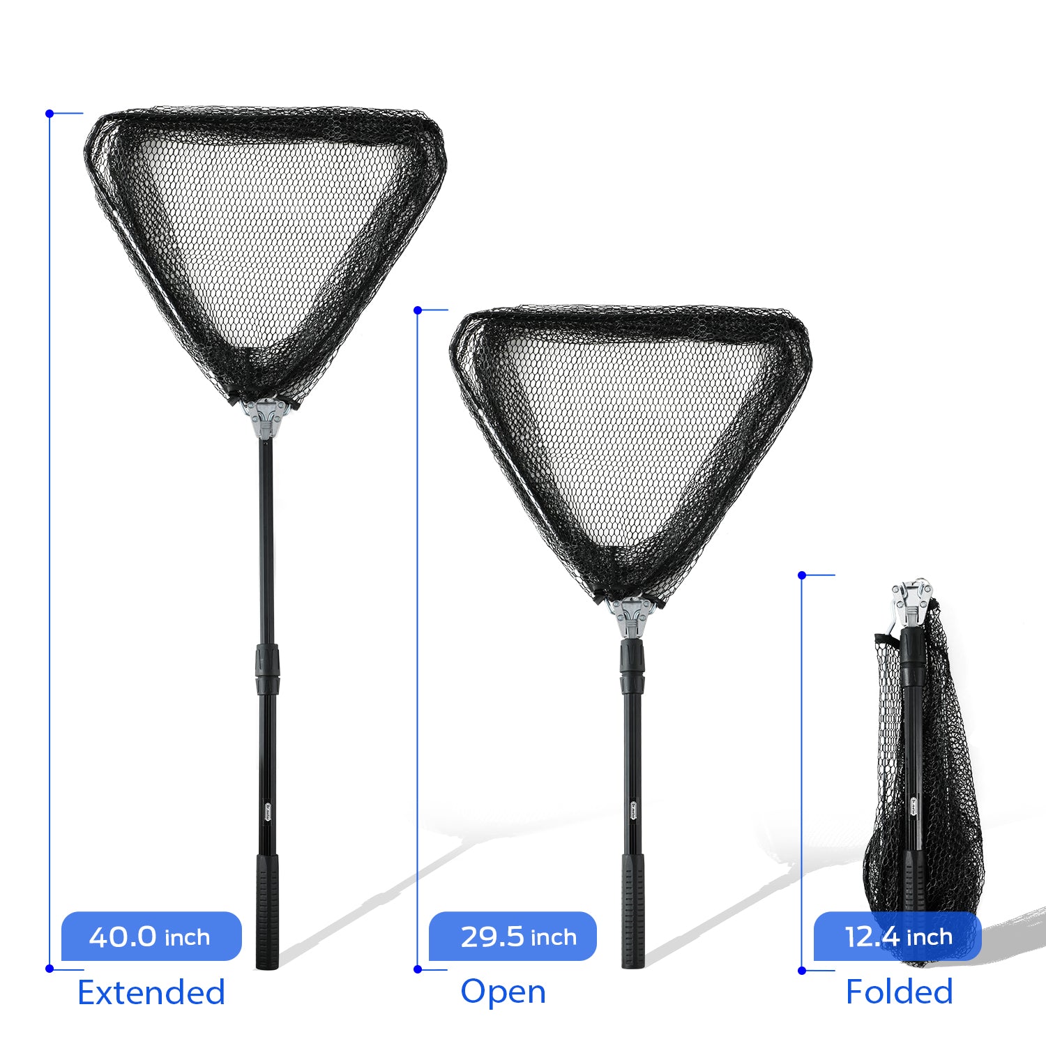 Sideny Fishing Hand Net Foldable Triangle Floating Rubber Coated Dip Net  with Drop Rope Portable Telescopic Pole Sea Tackle Good