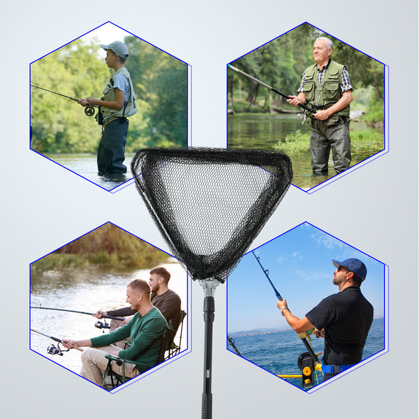 Fishing Landing Net With Telescoping Pole Handle Portable Carbon