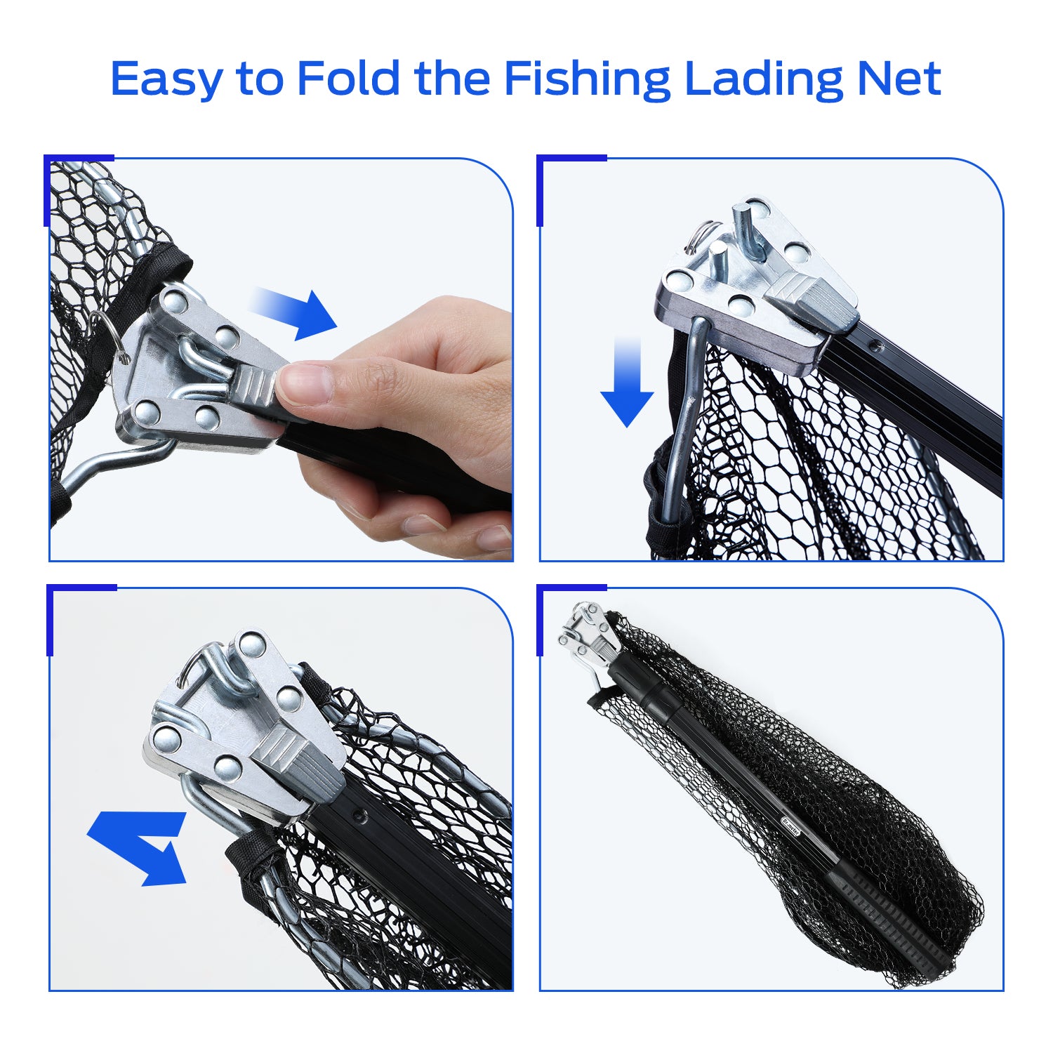 Maodom Fishing Net,Folding Landing Net with Retractable Pole - Lightweight  Fishing Accessories for Carp, Trout, Freshwater, and Saltwater