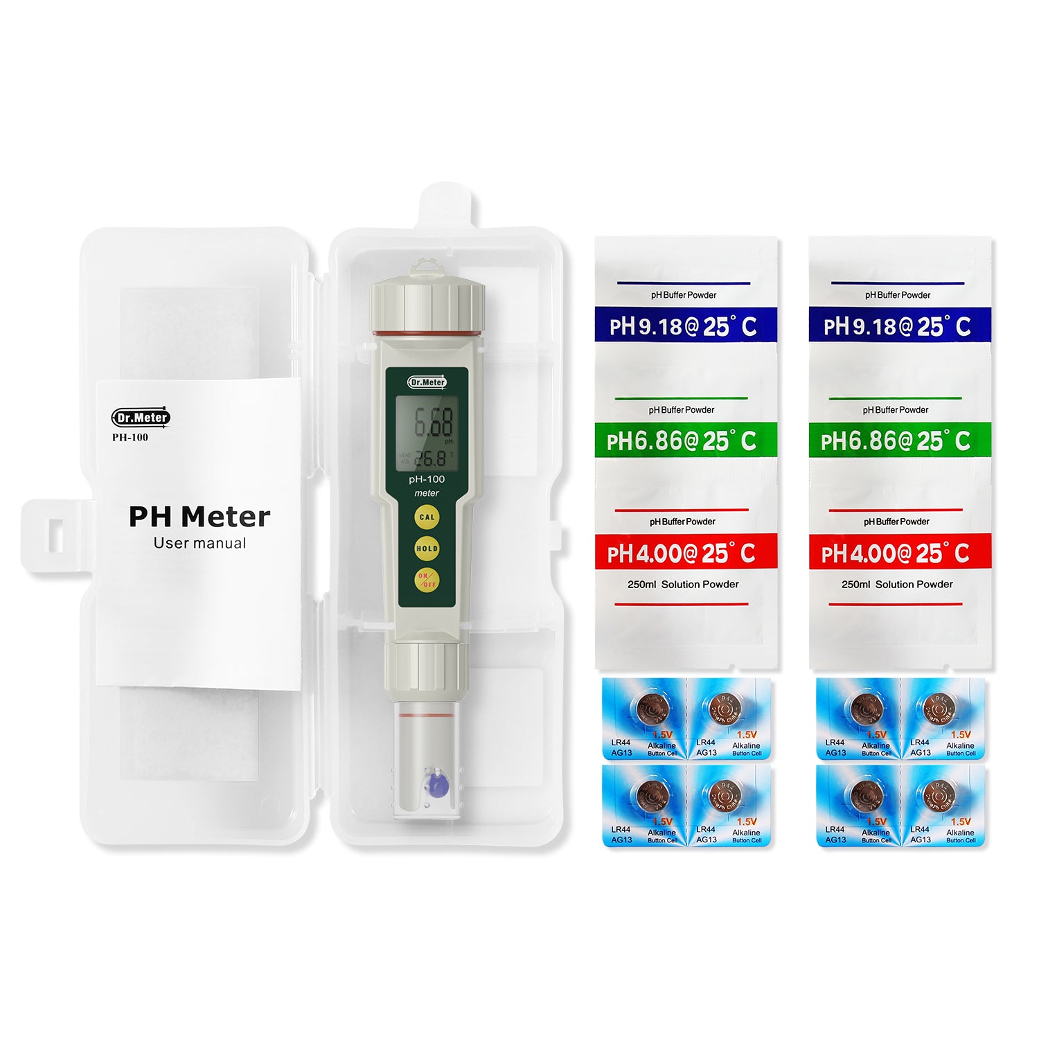PH mètre,Dr.meter Mesureur de pH 0.01 Haute résolution et Haute précision  avec écran LCD rétro-éclairé Bicolore, Portée de Mesure 0-14pH avec  Fonction