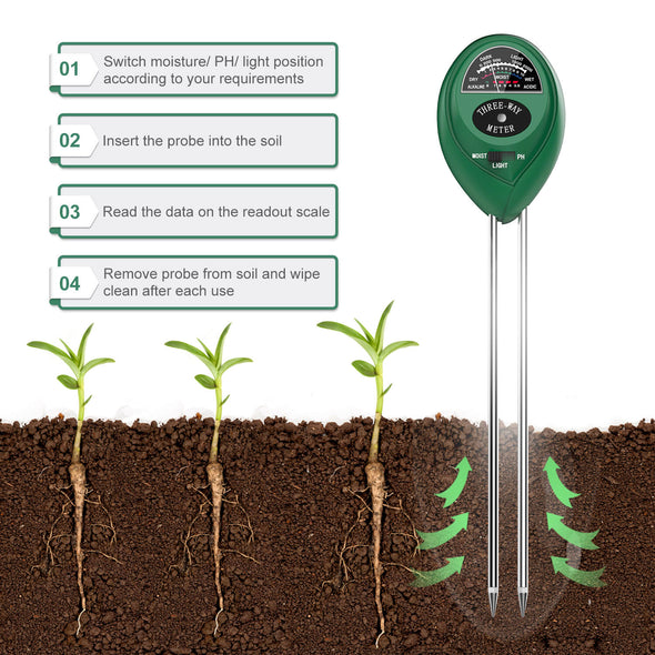 Dr.meter Upgrade Soil Moisture Meter Sunlight PH Acidity 3-in-1 Soil Tester Kit-Dr.meter